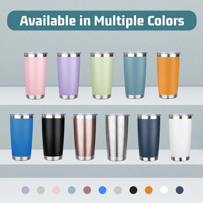 20 oz Tumbler with Lids and Straws, Stainless Steel Insulated Travel Coffee Mug, Double Wall Vacuum Insulated Tumblers, Powder Coated Coffee Tumbler for Cold & Hot Drinks (Yellow)