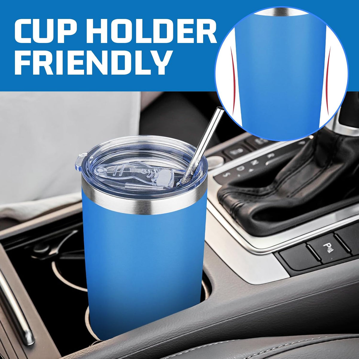 20 oz Tumbler with Lids and Straws, Stainless Steel Insulated Travel Coffee Mug, Double Wall Vacuum Insulated Tumblers, Powder Coated Coffee Tumbler for Cold & Hot Drinks (Yellow)
