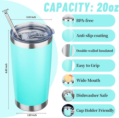 20 oz Tumbler with Lids and Straws, Stainless Steel Insulated Travel Coffee Mug, Double Wall Vacuum Insulated Tumblers, Powder Coated Coffee Tumbler for Cold & Hot Drinks (Yellow)