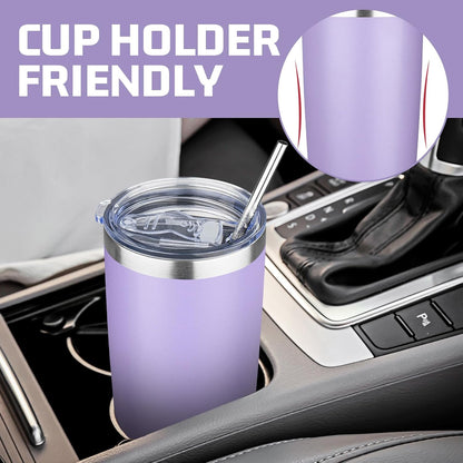 20 oz Tumbler with Lids and Straws, Stainless Steel Insulated Travel Coffee Mug, Double Wall Vacuum Insulated Tumblers, Powder Coated Coffee Tumbler for Cold & Hot Drinks (Yellow)