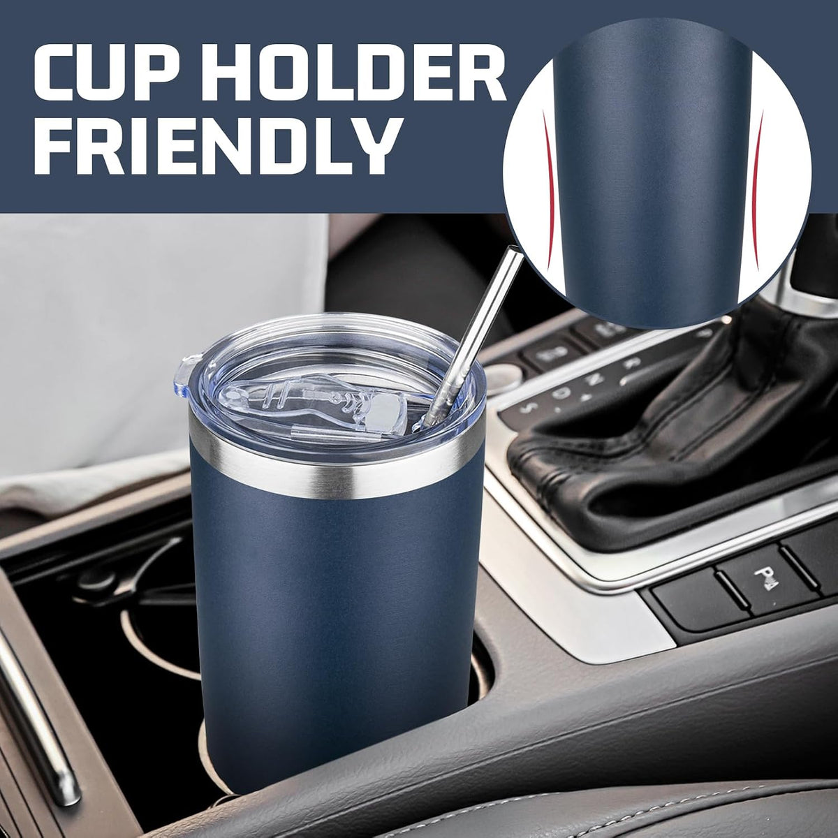 20 oz Tumbler with Lids and Straws, Stainless Steel Insulated Travel Coffee Mug, Double Wall Vacuum Insulated Tumblers, Powder Coated Coffee Tumbler for Cold & Hot Drinks (Yellow)