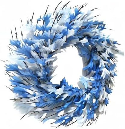 22inch Artificial Forsythia Flower Wreaths Spring Summer Fall Wreath Silk Leaves Wreath for Front Door Wreaths Porch Farmhouse Patio Garden Home Decor (Yellow)