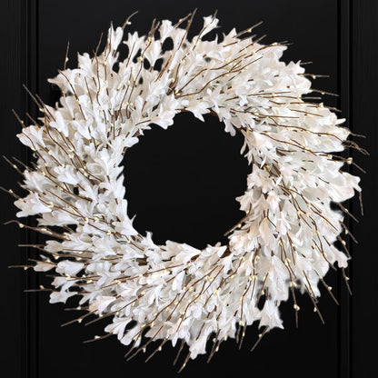 22inch Artificial Forsythia Flower Wreaths Spring Summer Fall Wreath Silk Leaves Wreath for Front Door Wreaths Porch Farmhouse Patio Garden Home Decor (Yellow)