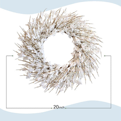 22inch Artificial Forsythia Flower Wreaths Spring Summer Fall Wreath Silk Leaves Wreath for Front Door Wreaths Porch Farmhouse Patio Garden Home Decor (Yellow)