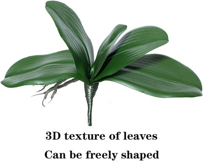 Artificial Orchid Plant, 35 Inch 4 Pcs Phalaenopsis Flowers with Leaves, Real Touch Orchid Stems for Home Decoration
