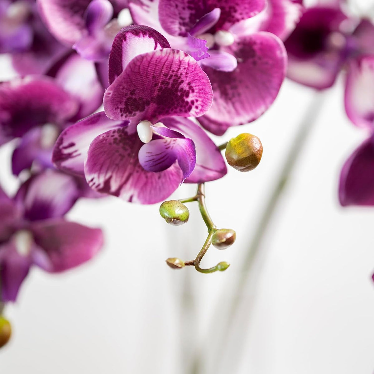 Artificial Orchid Plant, 35 Inch 4 Pcs Phalaenopsis Flowers with Leaves, Real Touch Orchid Stems for Home Decoration