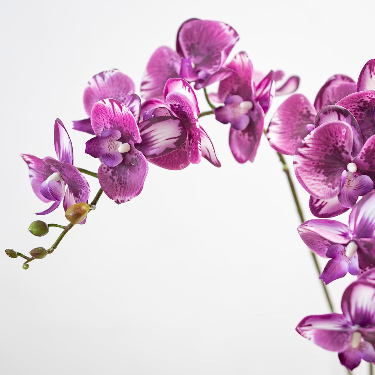 Artificial Orchid Plant, 35 Inch 4 Pcs Phalaenopsis Flowers with Leaves, Real Touch Orchid Stems for Home Decoration