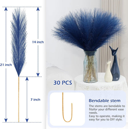 Pampas Grass Decor 30 Pcs 21.7 Inch Faux Brown Pampas Grass Bulk Artificial Dried Flowers Small Vase Filler Pompas Grass.