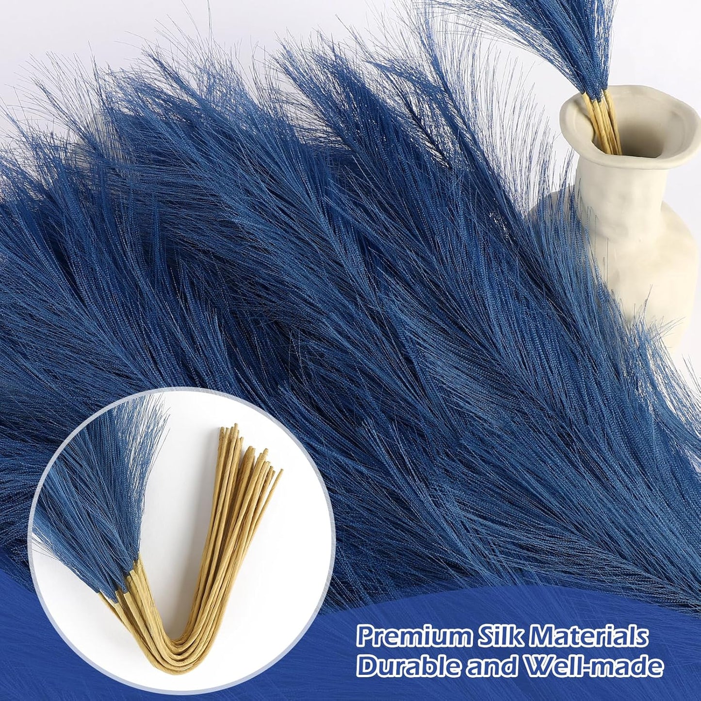 Pampas Grass Decor 30 Pcs 21.7 Inch Faux Brown Pampas Grass Bulk Artificial Dried Flowers Small Vase Filler Pompas Grass.