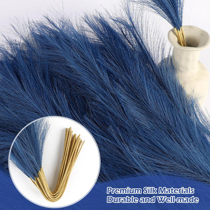Pampas Grass Decor 30 Pcs 21.7 Inch Faux Brown Pampas Grass Bulk Artificial Dried Flowers Small Vase Filler Pompas Grass.