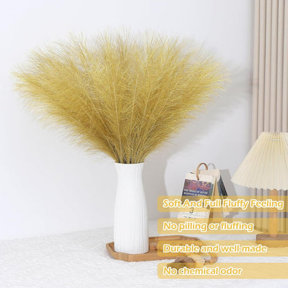 Pampas Grass Decor 30 Pcs 21.7 Inch Faux Brown Pampas Grass Bulk Artificial Dried Flowers Small Vase Filler Pompas Grass.
