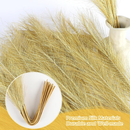 Pampas Grass Decor 30 Pcs 21.7 Inch Faux Brown Pampas Grass Bulk Artificial Dried Flowers Small Vase Filler Pompas Grass.