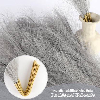 Pampas Grass Decor 30 Pcs 21.7 Inch Faux Brown Pampas Grass Bulk Artificial Dried Flowers Small Vase Filler Pompas Grass.