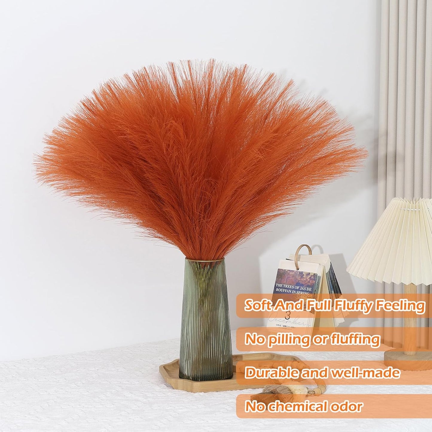 Pampas Grass Decor 30 Pcs 21.7 Inch Faux Brown Pampas Grass Bulk Artificial Dried Flowers Small Vase Filler Pompas Grass.