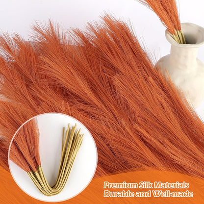 Pampas Grass Decor 30 Pcs 21.7 Inch Faux Brown Pampas Grass Bulk Artificial Dried Flowers Small Vase Filler Pompas Grass.