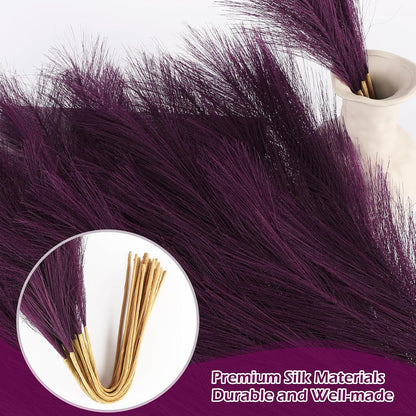 Pampas Grass Decor 30 Pcs 21.7 Inch Faux Brown Pampas Grass Bulk Artificial Dried Flowers Small Vase Filler Pompas Grass.