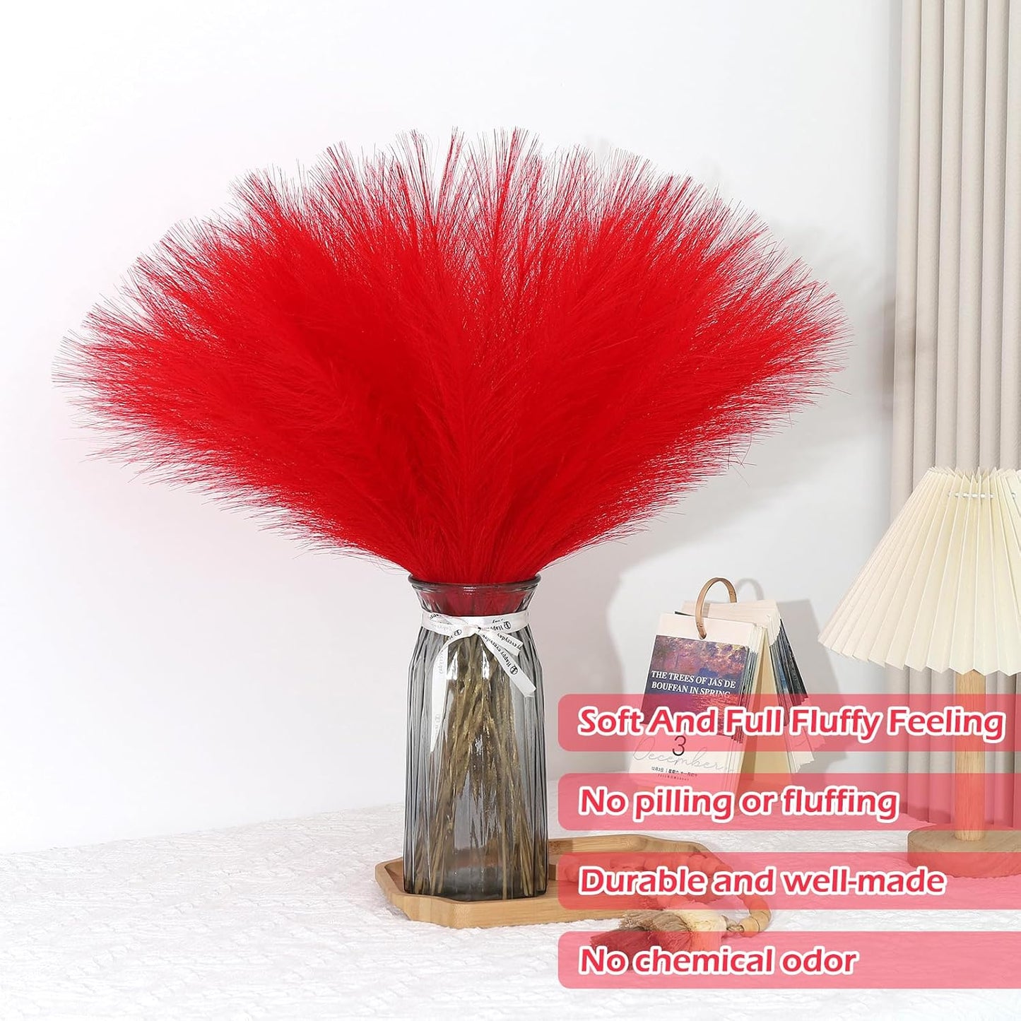 Pampas Grass Decor 30 Pcs 21.7 Inch Faux Brown Pampas Grass Bulk Artificial Dried Flowers Small Vase Filler Pompas Grass.