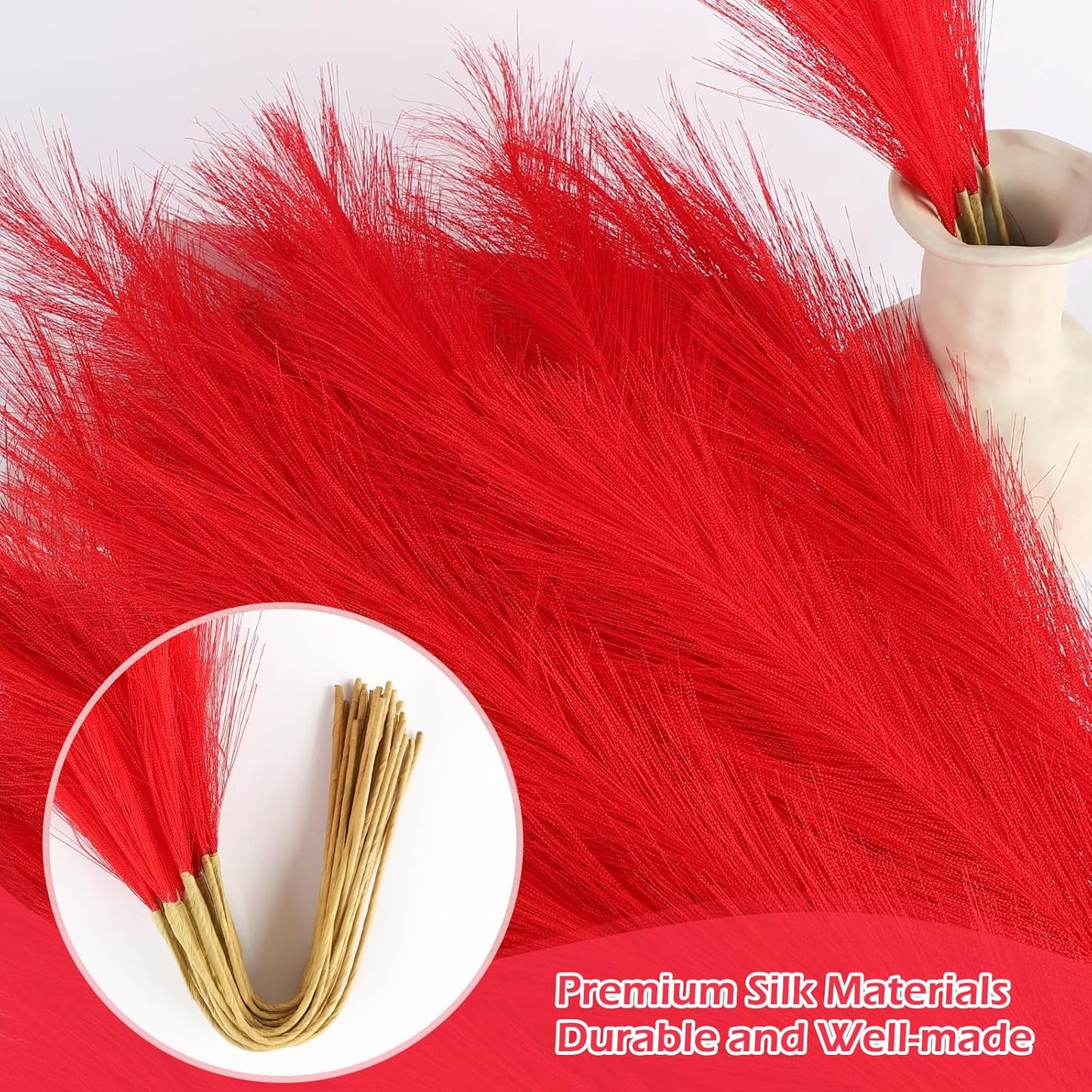 Pampas Grass Decor 30 Pcs 21.7 Inch Faux Brown Pampas Grass Bulk Artificial Dried Flowers Small Vase Filler Pompas Grass.