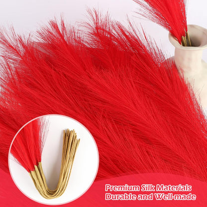 Pampas Grass Decor 30 Pcs 21.7 Inch Faux Brown Pampas Grass Bulk Artificial Dried Flowers Small Vase Filler Pompas Grass.