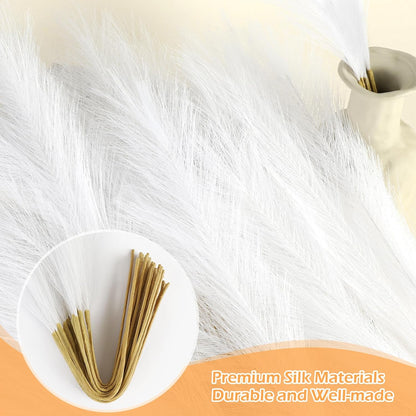 Pampas Grass Decor 30 Pcs 21.7 Inch Faux Brown Pampas Grass Bulk Artificial Dried Flowers Small Vase Filler Pompas Grass.