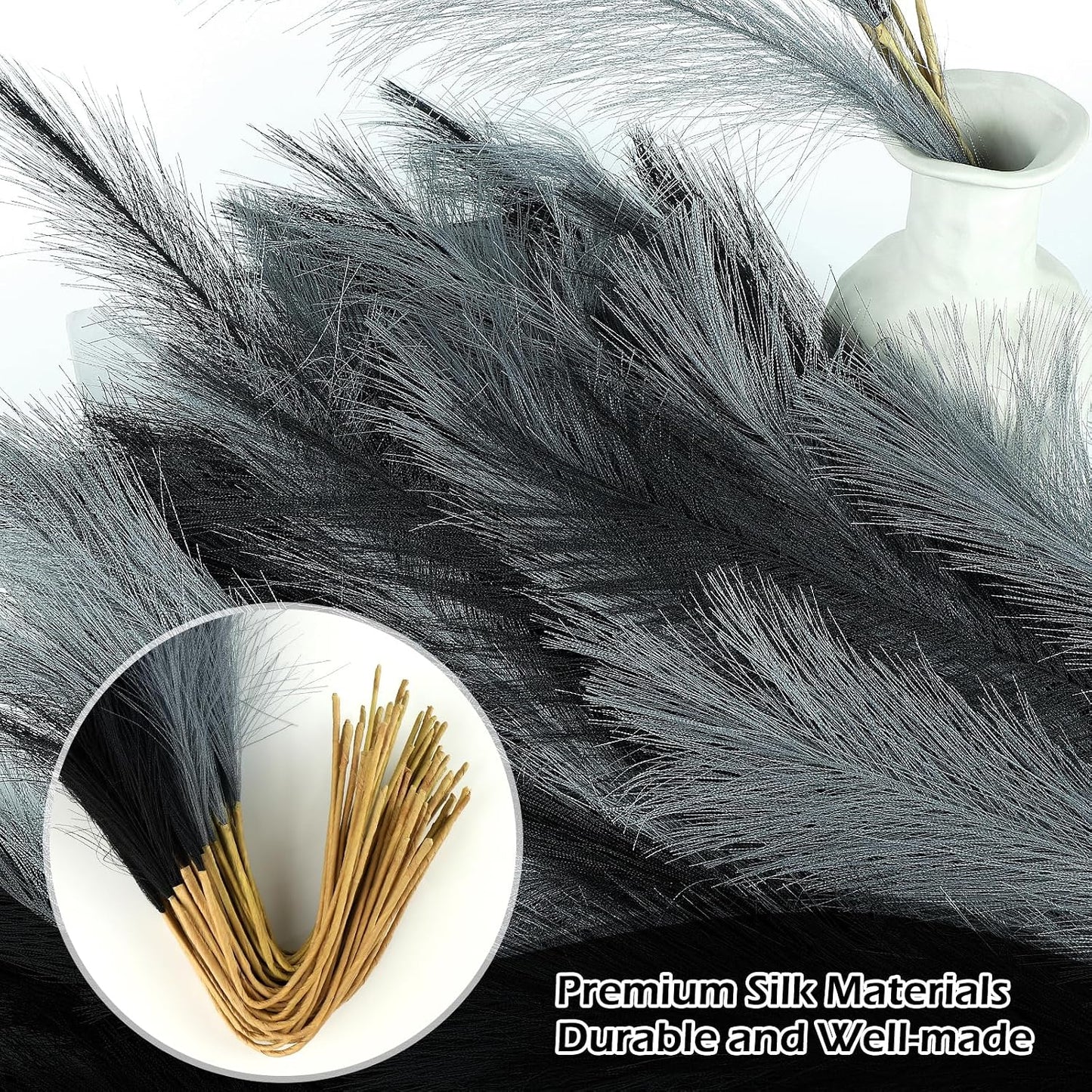 Pampas Grass Decor 30 Pcs 21.7 Inch Faux Brown Pampas Grass Bulk Artificial Dried Flowers Small Vase Filler Pompas Grass.
