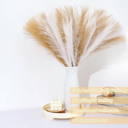 Pampas Grass Decor 30 Pcs 21.7 Inch Faux Brown Pampas Grass Bulk Artificial Dried Flowers Small Vase Filler Pompas Grass.