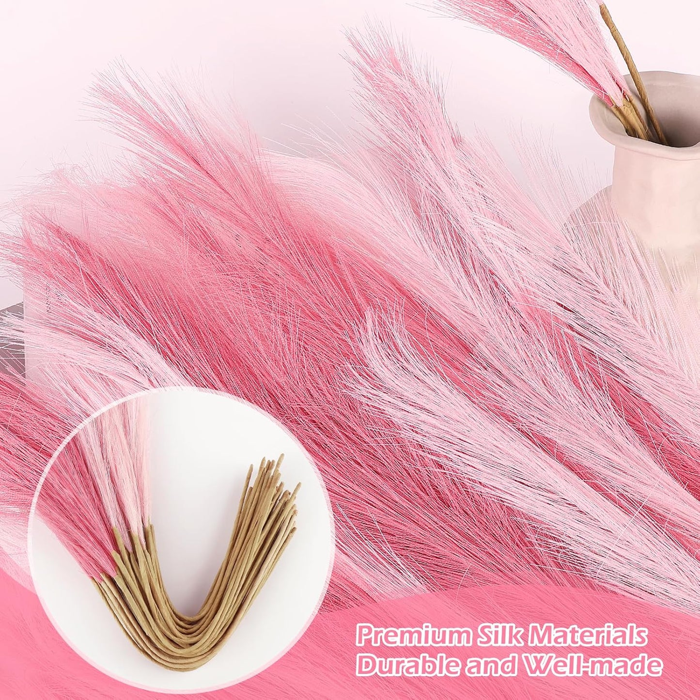 Pampas Grass Decor 30 Pcs 21.7 Inch Faux Brown Pampas Grass Bulk Artificial Dried Flowers Small Vase Filler Pompas Grass.