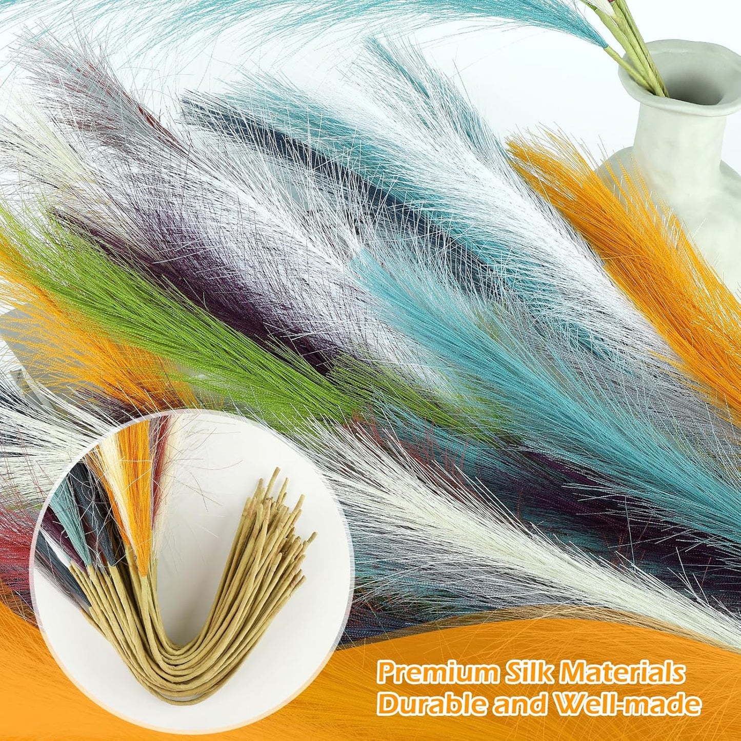 Pampas Grass Decor 30 Pcs 21.7 Inch Faux Brown Pampas Grass Bulk Artificial Dried Flowers Small Vase Filler Pompas Grass.