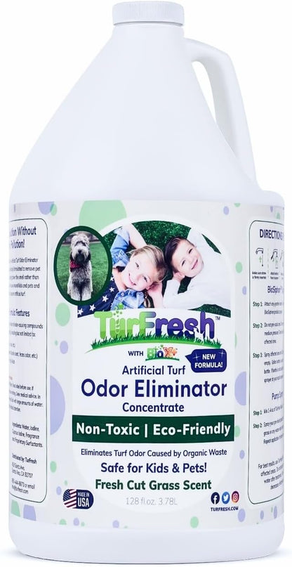 BioX Artificial Turf Odor Eliminator – Yard Deodorizer for Dog Urine & Feces – Natural Concentrate Outdoor Cleaner – Safe for Kids & Pets – 1 Gallon Fresh Cut Grass Scent
