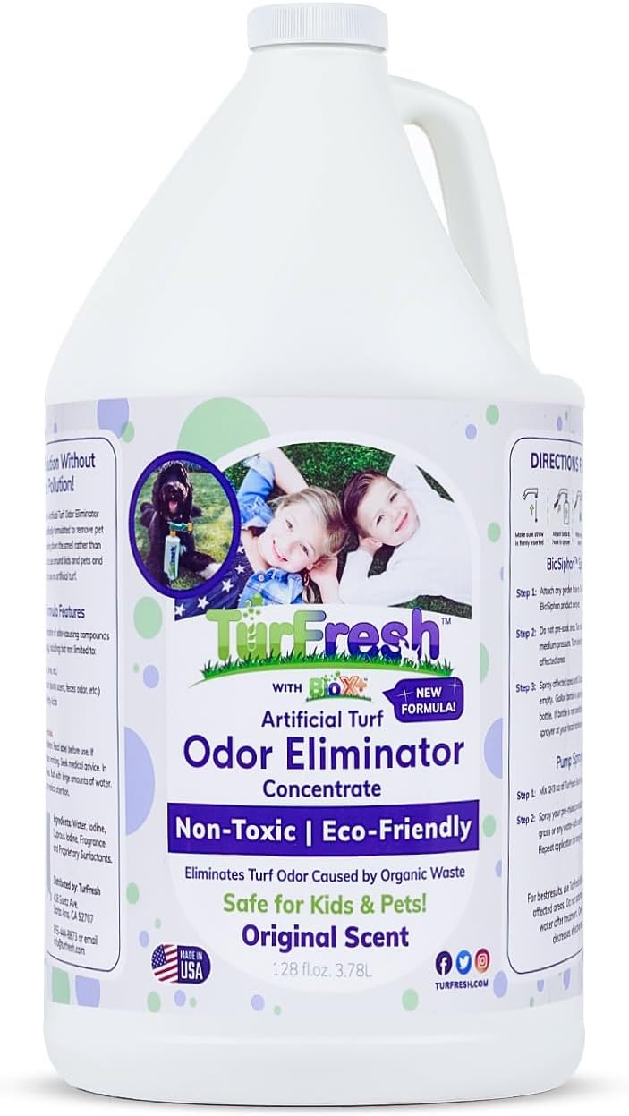 BioX Artificial Turf Odor Eliminator – Yard Deodorizer for Dog Urine & Feces – Natural Concentrate Outdoor Cleaner – Safe for Kids & Pets – 1 Gallon Fresh Cut Grass Scent
