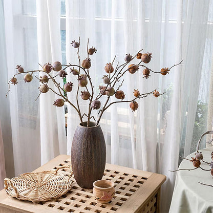 4 Pcs Artificial Pomegranate Branches, 31.9" Fake Mini Fruit Branches Faux Fall Stems Fake Pomegranate Stems Artificial Pomegranate Stems with Leaves for Autumn Farmhouse Thanksgiving Decor