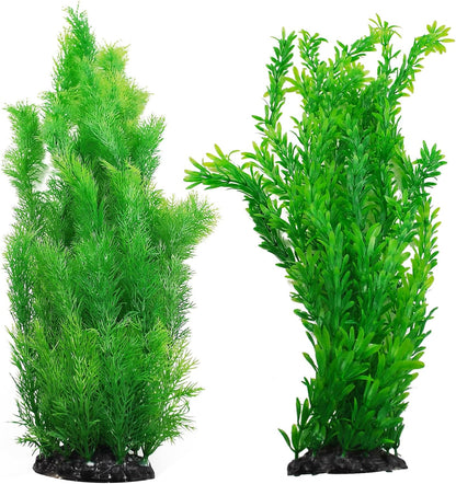 Aquarium Plants Plastic Realistic Tall Fish Tank Plant Decorations Seaweed Fish Tank Decor Artificial Plants Ornament for Aquarium Extra Large 21.7 Inches (Green,2 PCS)