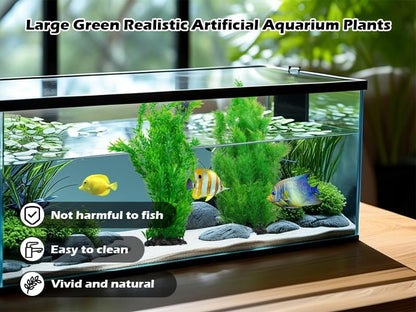 Aquarium Plants Plastic Realistic Tall Fish Tank Plant Decorations Seaweed Fish Tank Decor Artificial Plants Ornament for Aquarium Extra Large 21.7 Inches (Green,2 PCS)