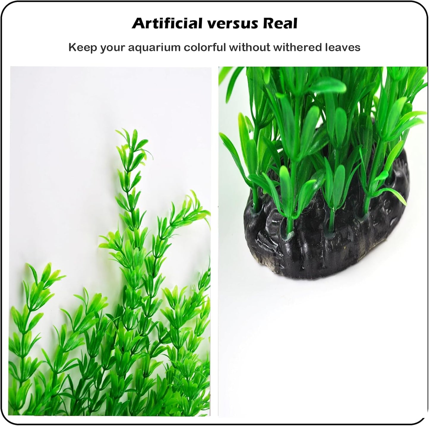 Aquarium Plants Plastic Realistic Tall Fish Tank Plant Decorations Seaweed Fish Tank Decor Artificial Plants Ornament for Aquarium Extra Large 21.7 Inches (Green,2 PCS)
