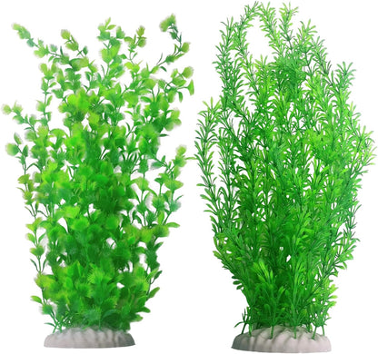 Aquarium Plants Plastic Realistic Tall Fish Tank Plant Decorations Seaweed Fish Tank Decor Artificial Plants Ornament for Aquarium Extra Large 21.7 Inches (Green,2 PCS)