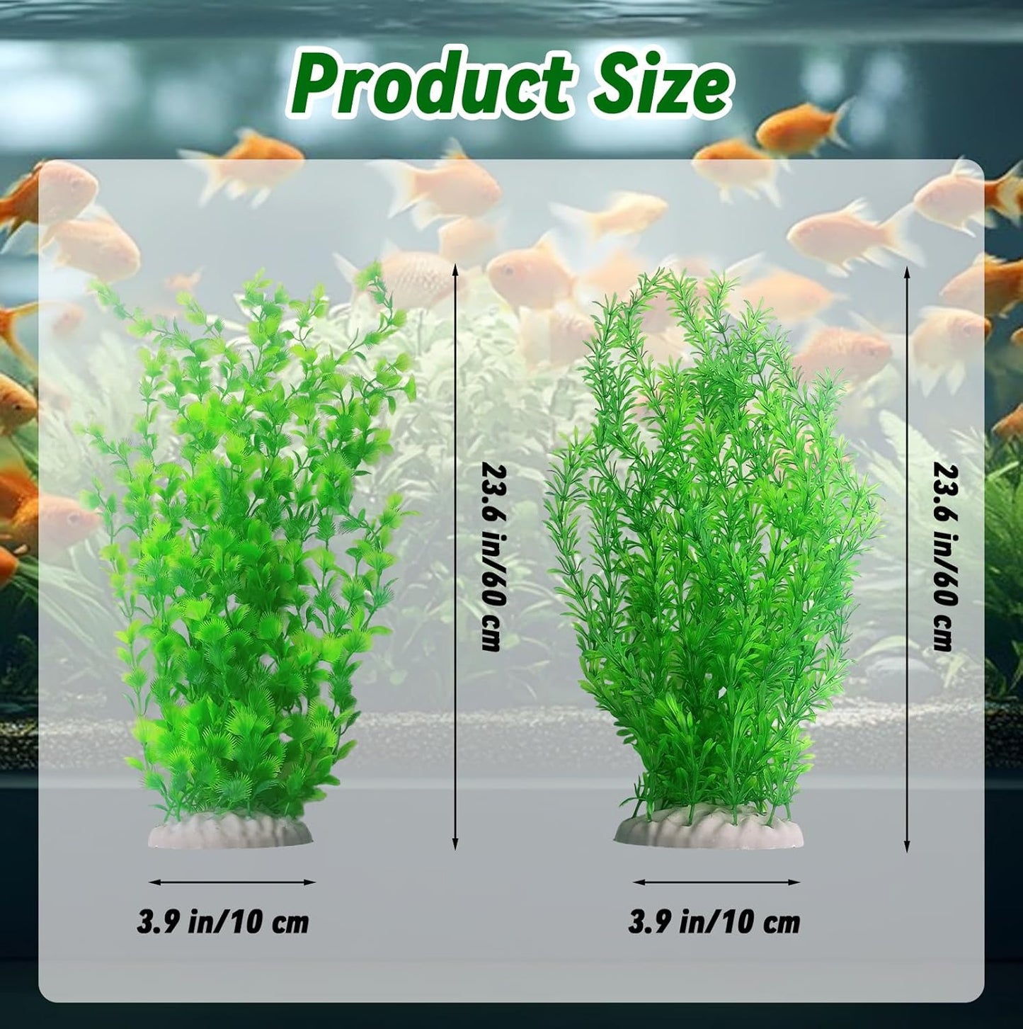 Aquarium Plants Plastic Realistic Tall Fish Tank Plant Decorations Seaweed Fish Tank Decor Artificial Plants Ornament for Aquarium Extra Large 21.7 Inches (Green,2 PCS)