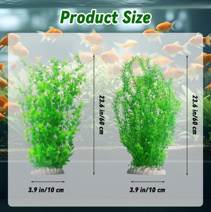 Aquarium Plants Plastic Realistic Tall Fish Tank Plant Decorations Seaweed Fish Tank Decor Artificial Plants Ornament for Aquarium Extra Large 21.7 Inches (Green,2 PCS)
