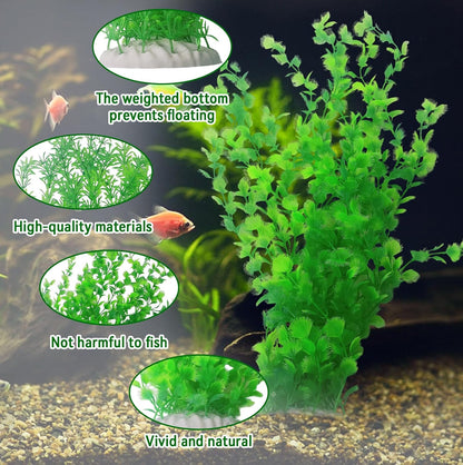 Aquarium Plants Plastic Realistic Tall Fish Tank Plant Decorations Seaweed Fish Tank Decor Artificial Plants Ornament for Aquarium Extra Large 21.7 Inches (Green,2 PCS)
