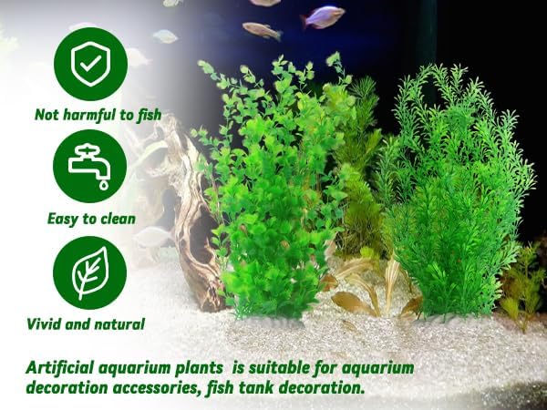 Aquarium Plants Plastic Realistic Tall Fish Tank Plant Decorations Seaweed Fish Tank Decor Artificial Plants Ornament for Aquarium Extra Large 21.7 Inches (Green,2 PCS)