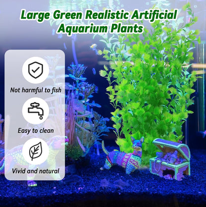 Aquarium Plants Plastic Realistic Tall Fish Tank Plant Decorations Seaweed Fish Tank Decor Artificial Plants Ornament for Aquarium Extra Large 21.7 Inches (Green,2 PCS)