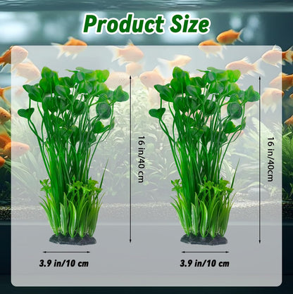 Aquarium Plants Plastic Realistic Tall Fish Tank Plant Decorations Seaweed Fish Tank Decor Artificial Plants Ornament for Aquarium Extra Large 21.7 Inches (Green,2 PCS)