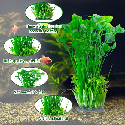 Aquarium Plants Plastic Realistic Tall Fish Tank Plant Decorations Seaweed Fish Tank Decor Artificial Plants Ornament for Aquarium Extra Large 21.7 Inches (Green,2 PCS)