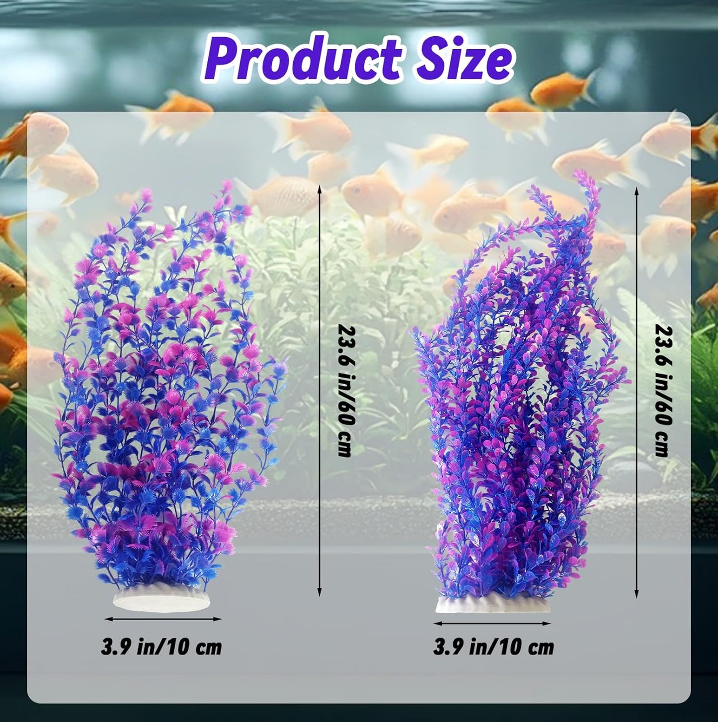 Aquarium Plants Plastic Realistic Tall Fish Tank Plant Decorations Seaweed Fish Tank Decor Artificial Plants Ornament for Aquarium Extra Large 21.7 Inches (Green,2 PCS)