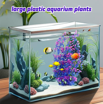 Aquarium Plants Plastic Realistic Tall Fish Tank Plant Decorations Seaweed Fish Tank Decor Artificial Plants Ornament for Aquarium Extra Large 21.7 Inches (Green,2 PCS)