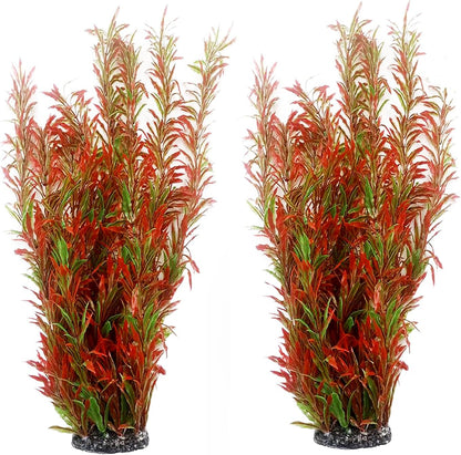 Aquarium Plants Plastic Realistic Tall Fish Tank Plant Decorations Seaweed Fish Tank Decor Artificial Plants Ornament for Aquarium Extra Large 21.7 Inches (Green,2 PCS)