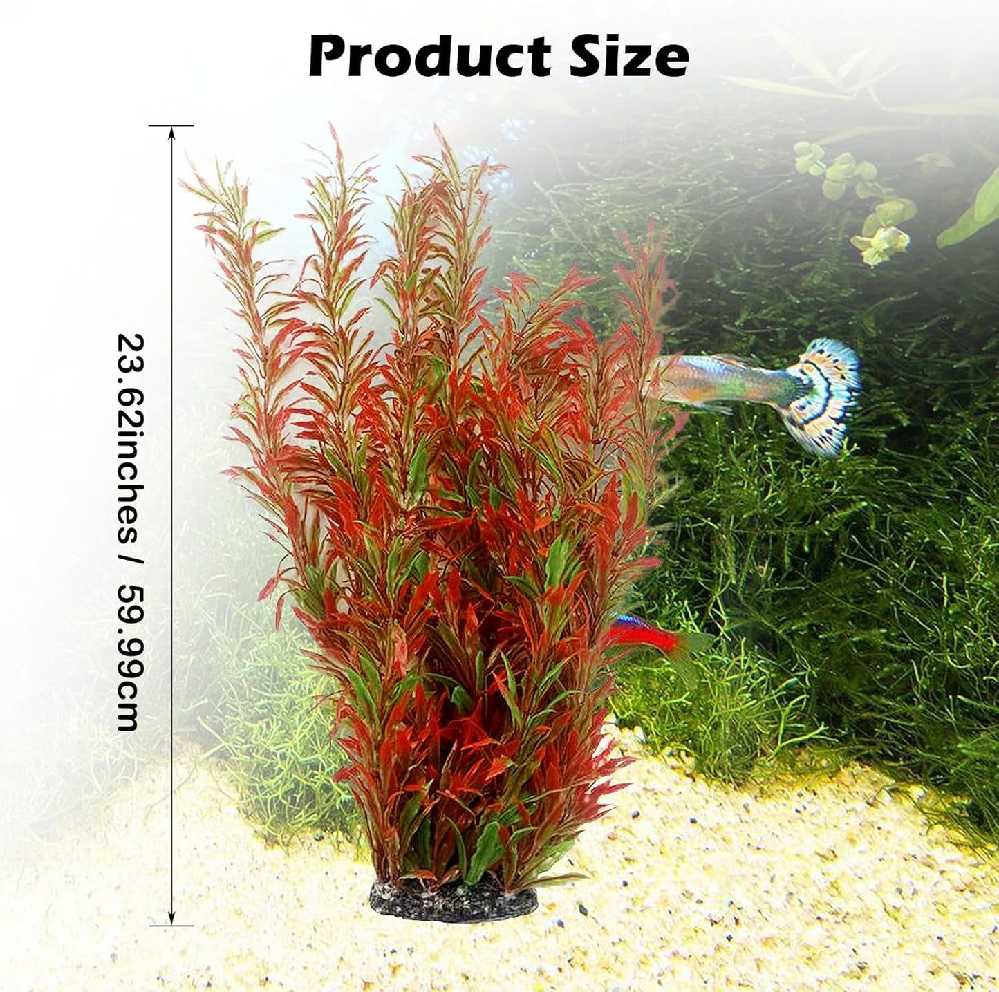 Aquarium Plants Plastic Realistic Tall Fish Tank Plant Decorations Seaweed Fish Tank Decor Artificial Plants Ornament for Aquarium Extra Large 21.7 Inches (Green,2 PCS)