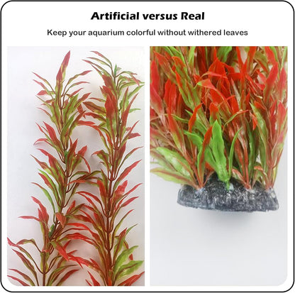 Aquarium Plants Plastic Realistic Tall Fish Tank Plant Decorations Seaweed Fish Tank Decor Artificial Plants Ornament for Aquarium Extra Large 21.7 Inches (Green,2 PCS)