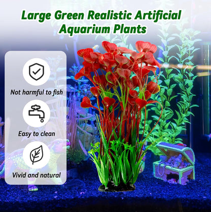 Aquarium Plants Plastic Realistic Tall Fish Tank Plant Decorations Seaweed Fish Tank Decor Artificial Plants Ornament for Aquarium Extra Large 21.7 Inches (Green,2 PCS)