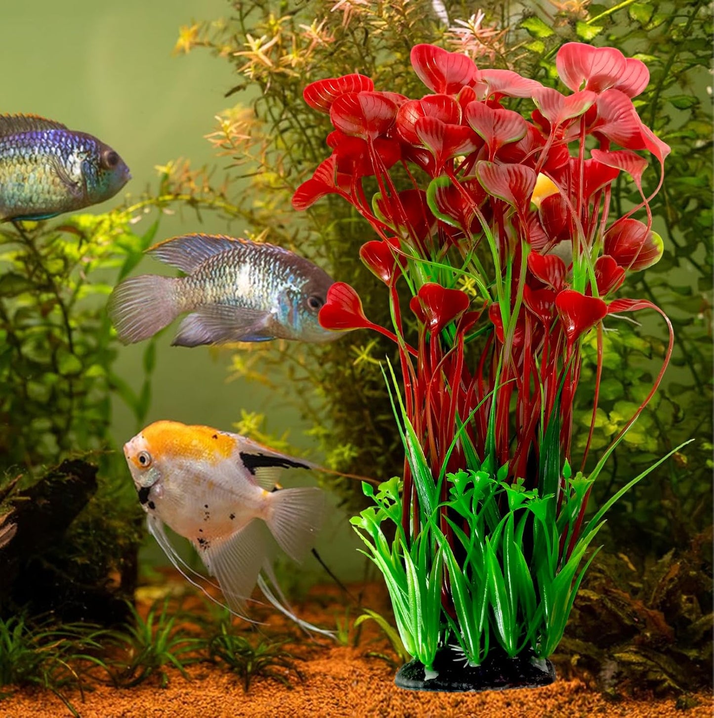 Aquarium Plants Plastic Realistic Tall Fish Tank Plant Decorations Seaweed Fish Tank Decor Artificial Plants Ornament for Aquarium Extra Large 21.7 Inches (Green,2 PCS)