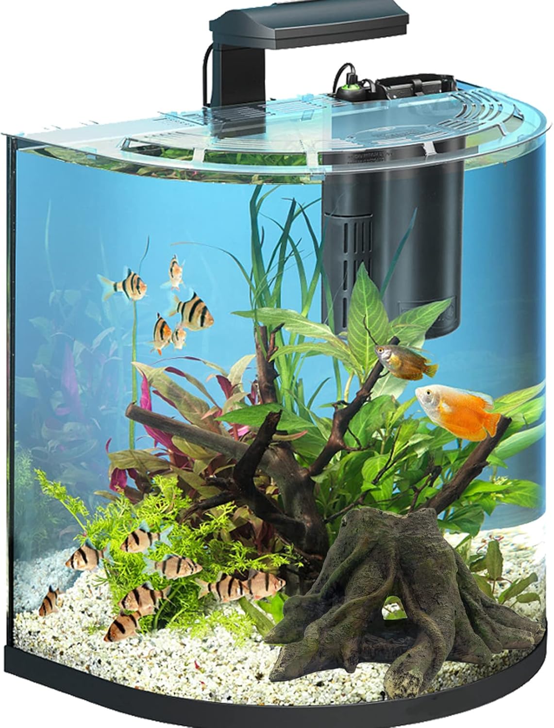 Aquarium Landscape Tree Stump Artificial Resin Tree Hole Ornament Hollow Trunk Cave Betta Cave Rocks Fish Tank Decoration for Cichlid Hiding